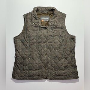 Eddie Bauer Sport Shop Quilted Plaid Snap Button Vest, Women’s T2XL